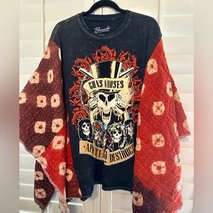 GUNS N ROSES SWEET SKULL upcycled kantha tunic top os S M L XL 1X 2X
